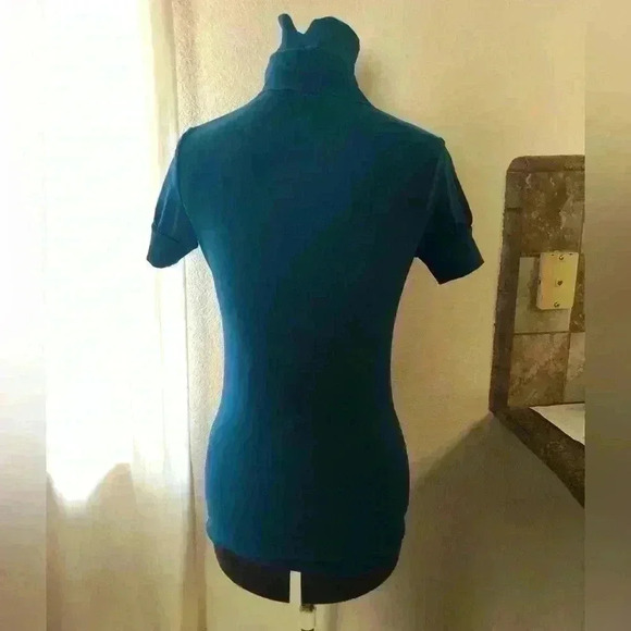 VTG Victoria Secret Tee Shop Y2K Dark Blue Long Short sleeve turtleneck Women M - Picture 5 of 10